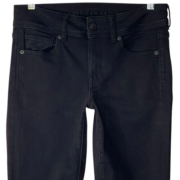 American Eagle Kick Boot Next Level Stretch Black Jeans Size 4 Mid-Rise Bootcut - Picture 3 of 10